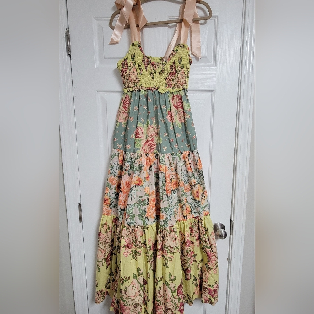 Free People Bluebell Tie Ribbon Maxi Dress Size Small. - Picture 3 of 14